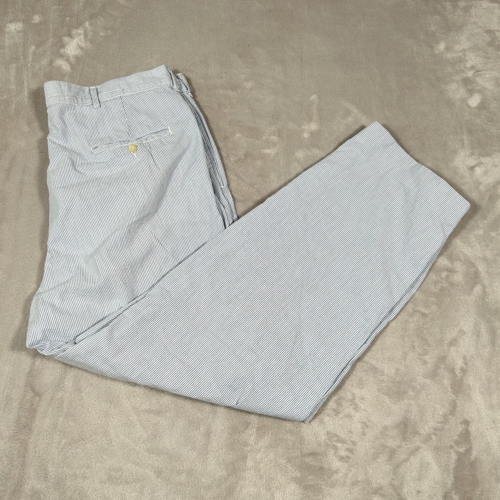 Vtg 90's Polo Ralph Lauren Seersucker Pants Men 36x34 Striped Cotton Made In USA